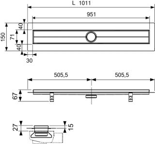 TECE Дренажный канал TECEdrainline, прямой 601000 Seal System 100 см